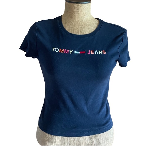Tommy Hilfiger Navy Blue Women's Top size medium (looks small see measurements - Picture 1 of 5